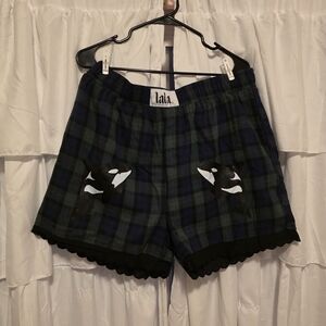 Dressed in LALA Plaid Orca Shorts Lace Trimmed Shorts